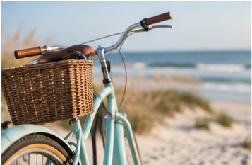 A bike on the beach on the Crystal Coast