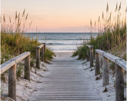 A boardwalk to the beach on the Crystal Coast